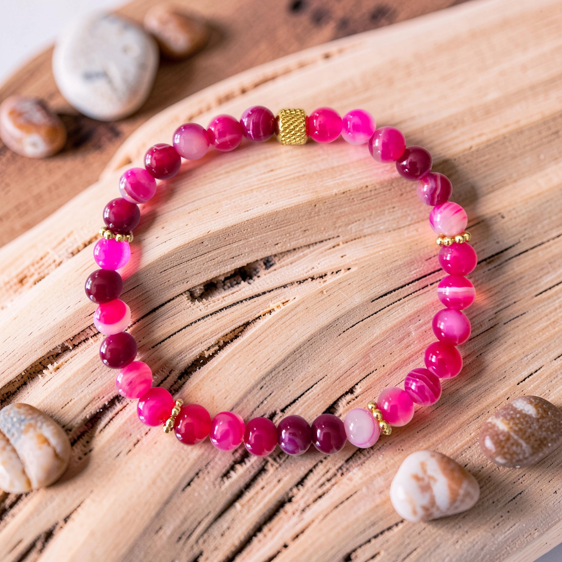 Bracelet Agate Rose Fuchsia – Amour, Douceur & Confiance en Soi