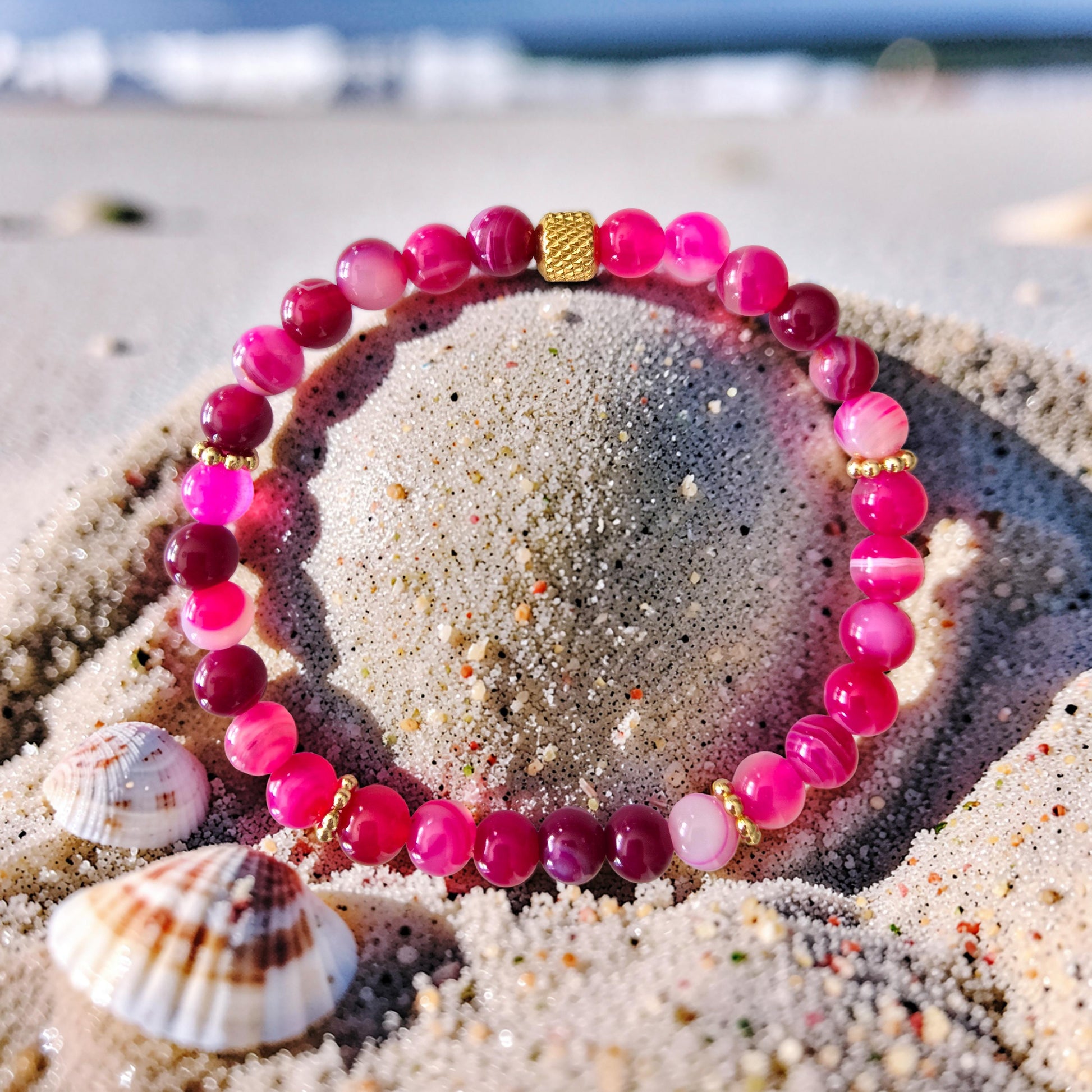 Bracelet Agate Rose Fuchsia – Amour, Douceur & Confiance en Soi