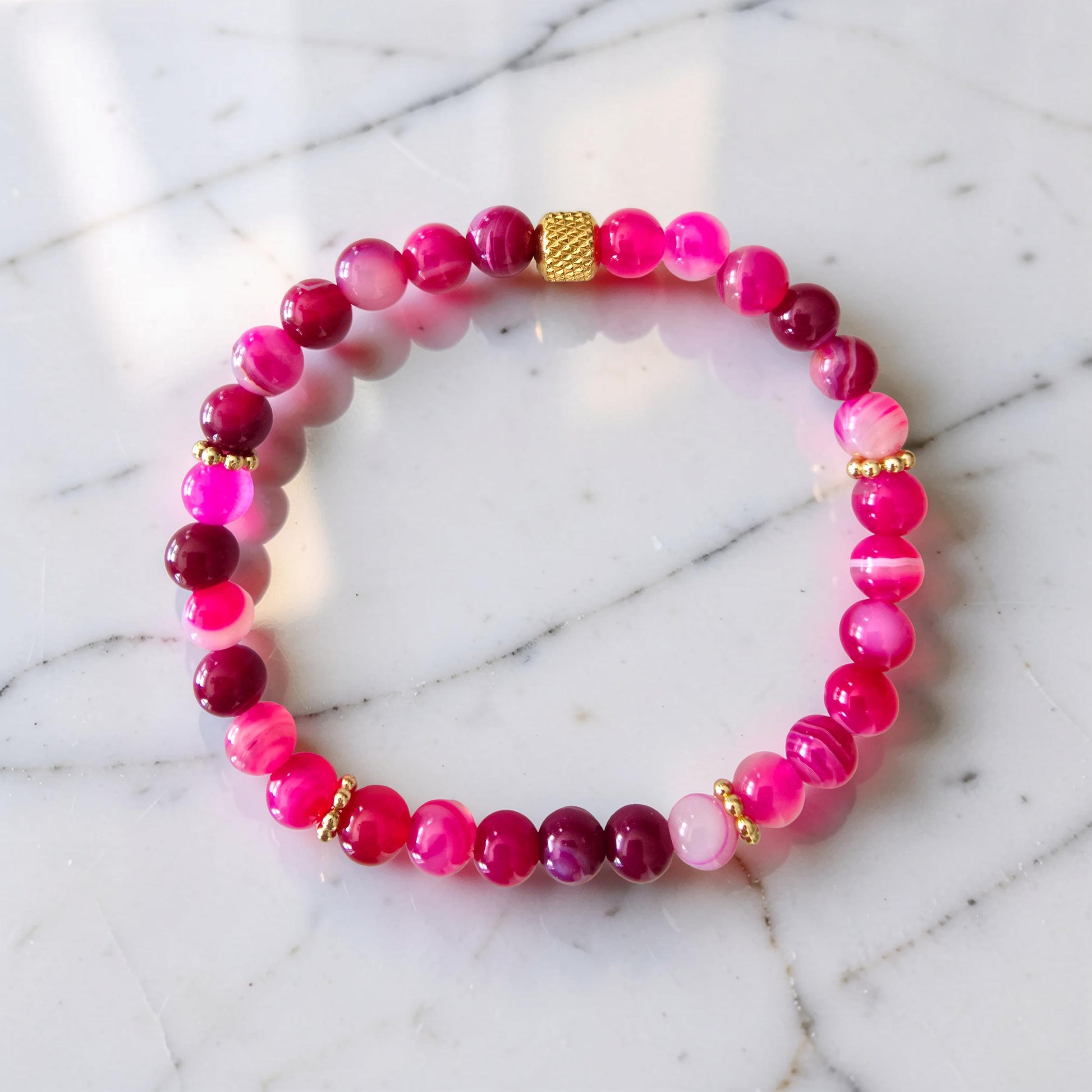 Bracelet Agate Rose Fuchsia – Amour, Douceur & Confiance en Soi