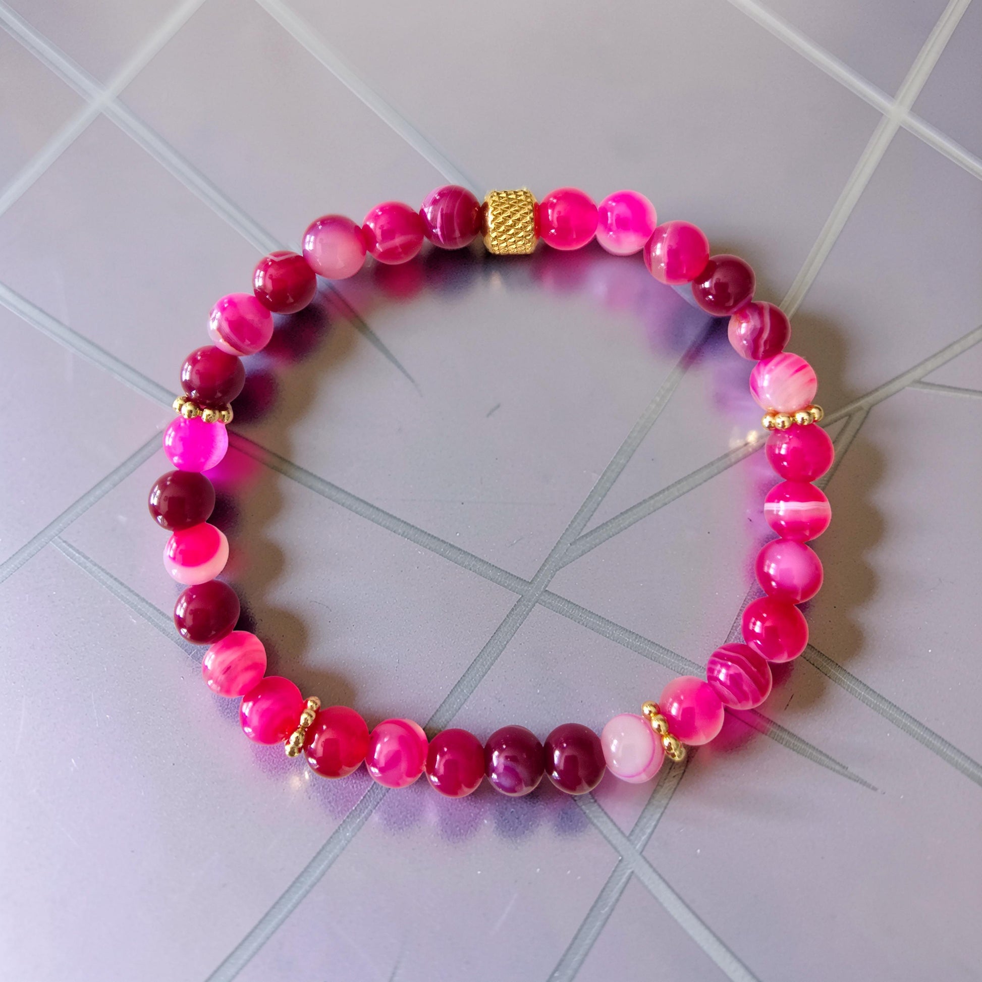 Bracelet Agate Rose Fuchsia – Amour, Douceur & Confiance en Soi