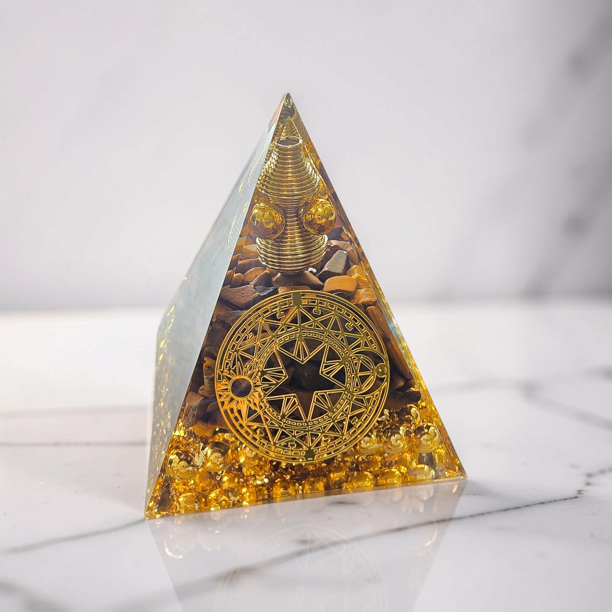 Orgonite Arbre de Vie - Sphère Améthyste ou Œil de Tigre