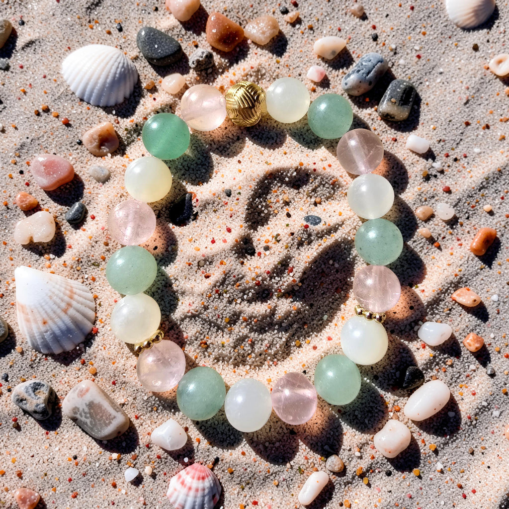Bracelet LUNA — Aventurine, Quartz Rose & Pierre de Lune | Confiance, Amour & Intuition Féminine
