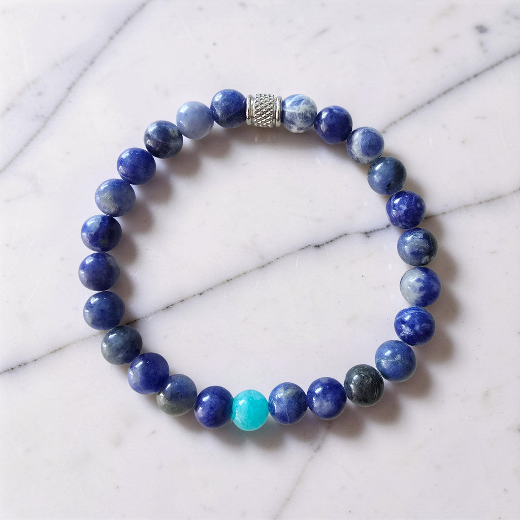 Bracelet Sodalite & Amazonite – Sérénité, Clarté & Communication