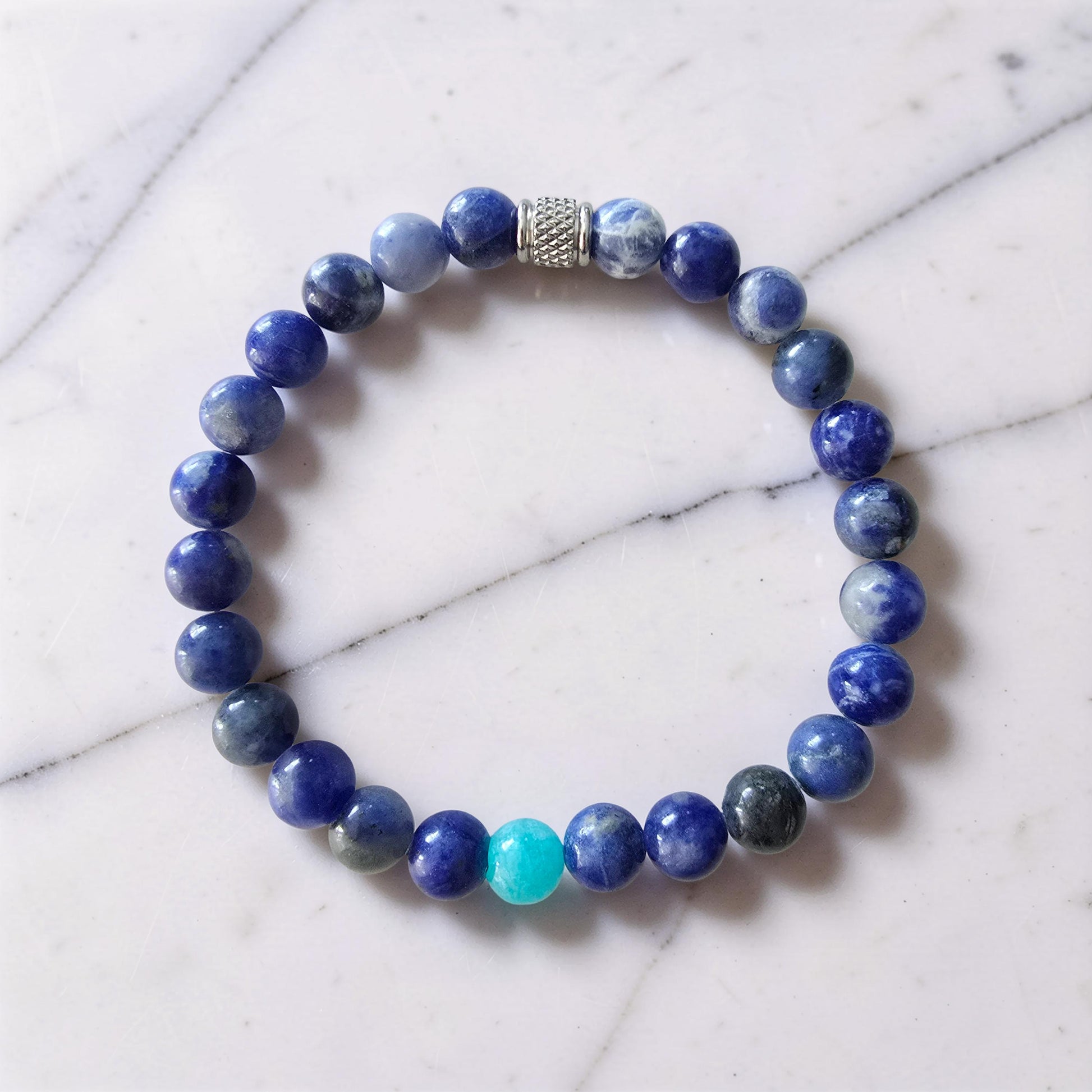 Bracelet Sodalite & Amazonite – Sérénité, Clarté & Communication