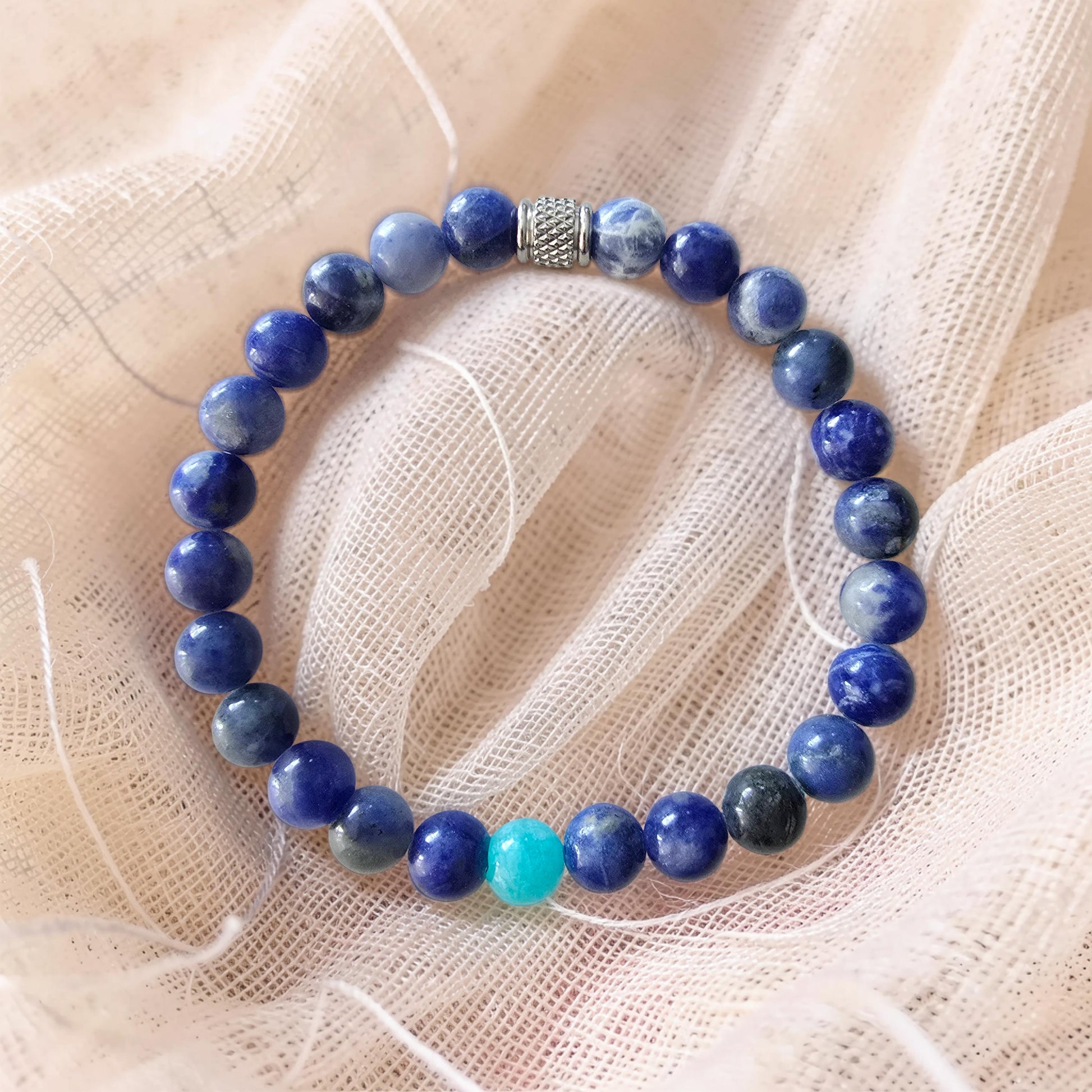 Bracelet Sodalite & Amazonite – Sérénité, Clarté & Communication