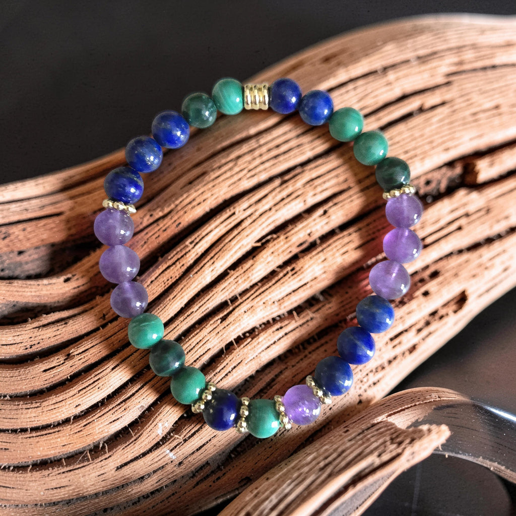 Bracelet Anti-Douleur — Malachite · Lapis-Lazuli · Améthyste