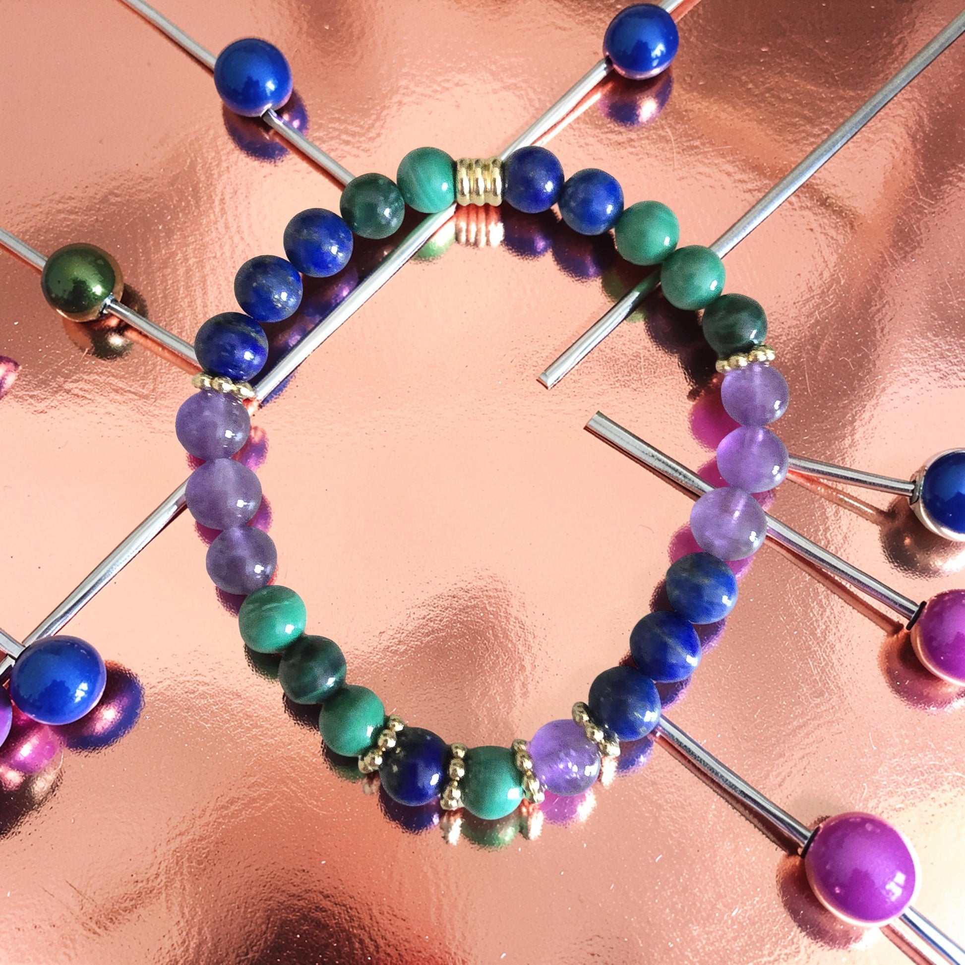 Bracelet Anti-Douleur — Malachite · Lapis-Lazuli · Améthyste