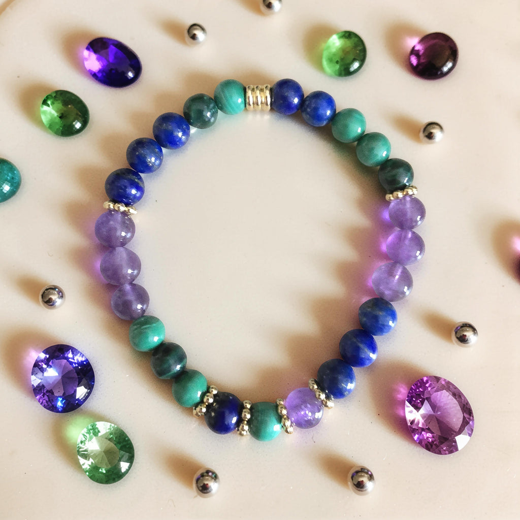 Bracelet Anti-Douleur — Malachite · Lapis-Lazuli · Améthyste