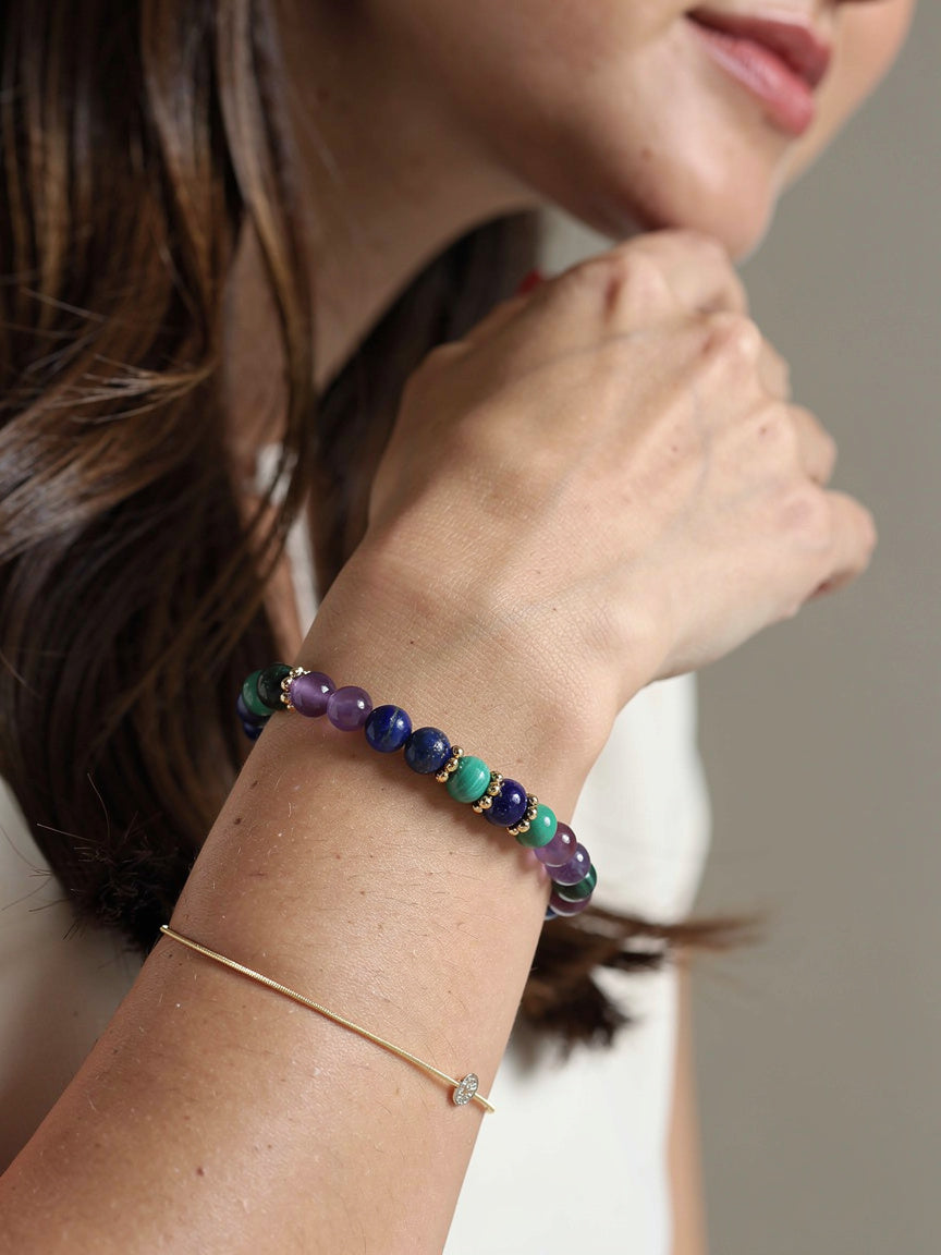 Bracelet Anti-Douleur — Malachite · Lapis-Lazuli · Améthyste