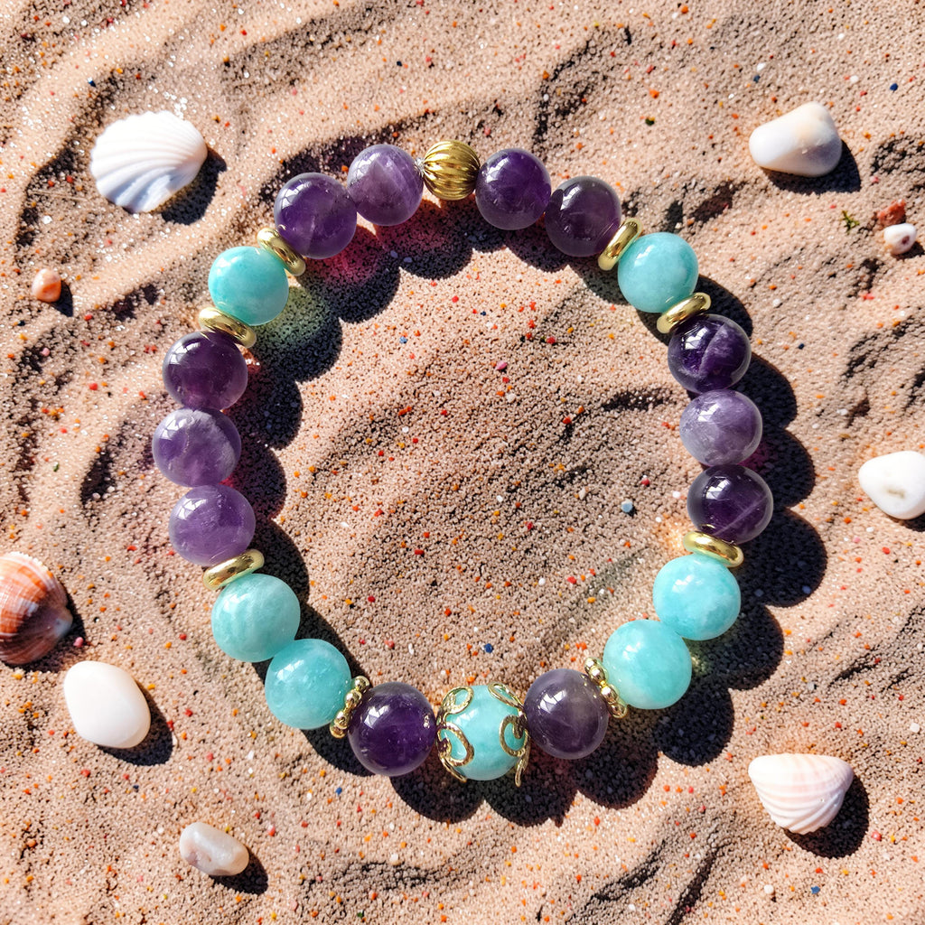 Bracelet INÈS – Améthyste & Amazonite | Paix Intérieure & Confiance