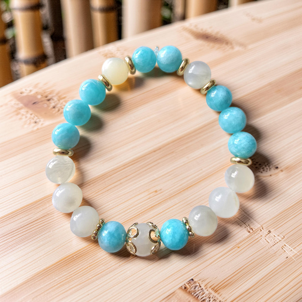 Bracelet Jad Pierre de Lune & Amazonite