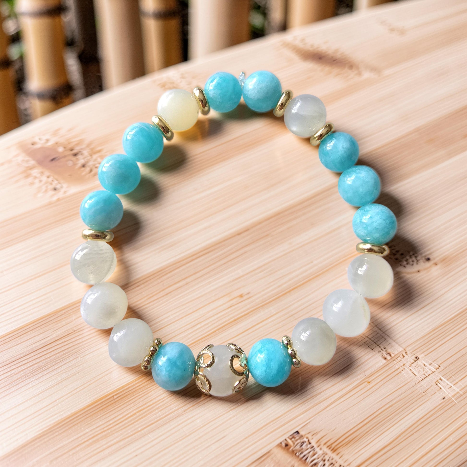 Bracelet Jad Pierre de Lune & Amazonite
