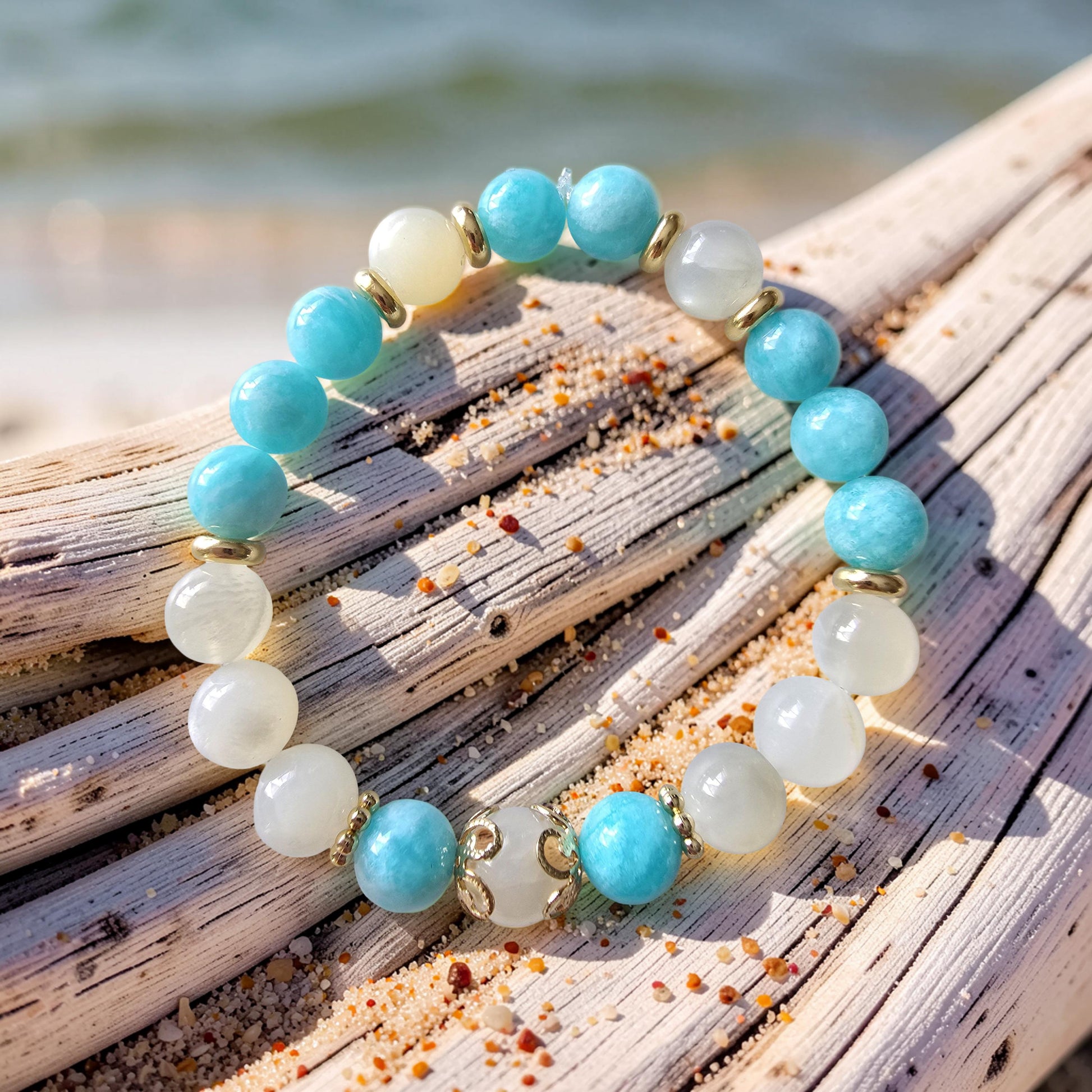 Bracelet Jad Pierre de Lune & Amazonite