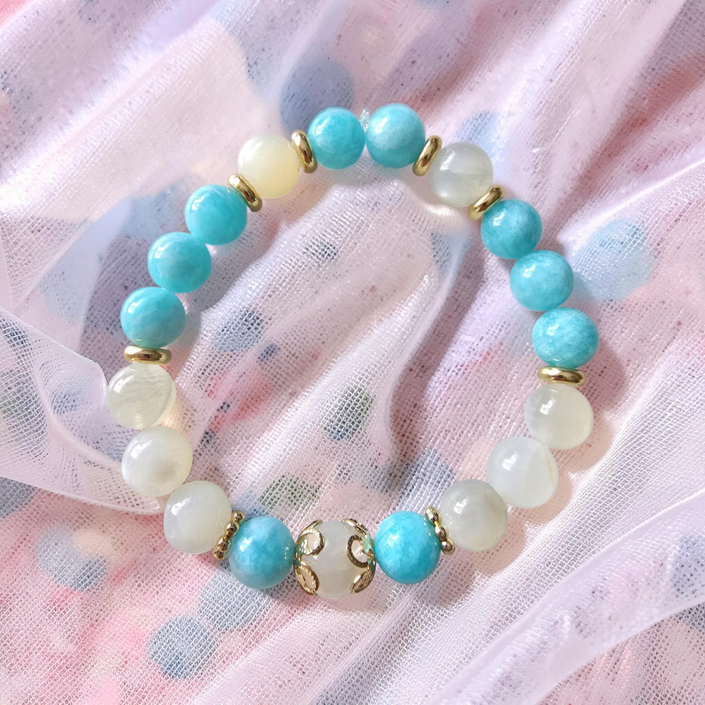 Bracelet Jad Pierre de Lune & Amazonite