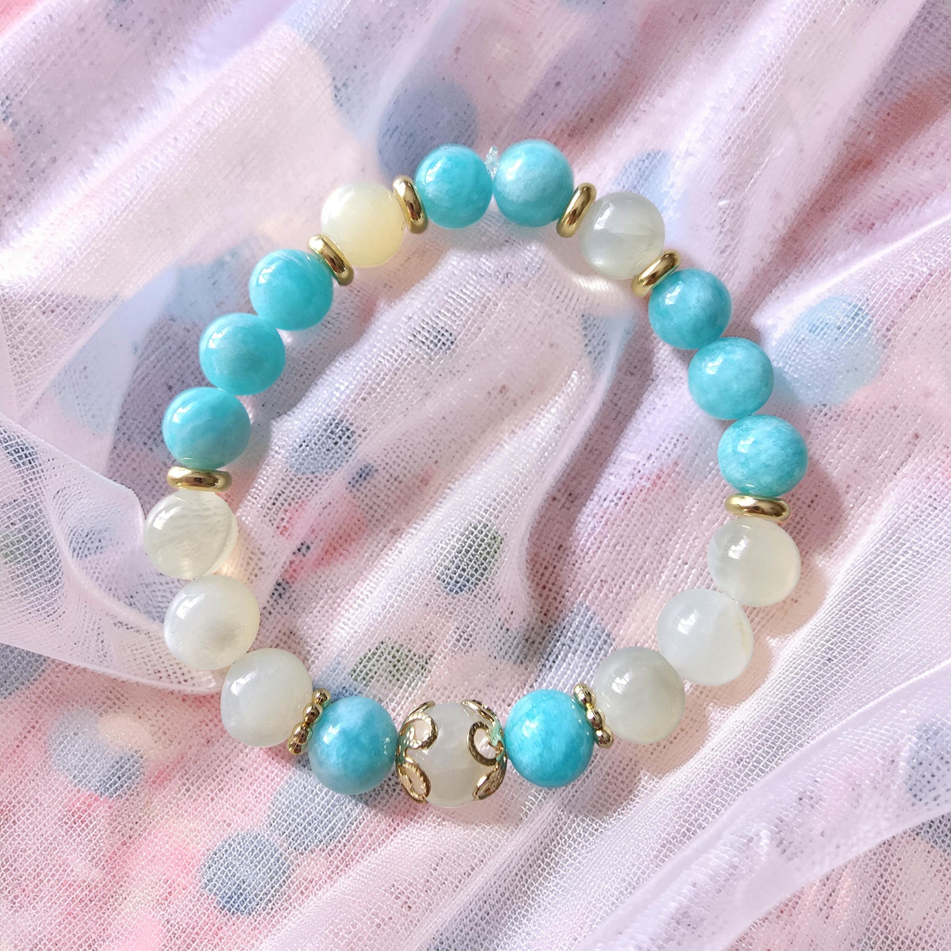 Bracelet Jad Pierre de Lune & Amazonite