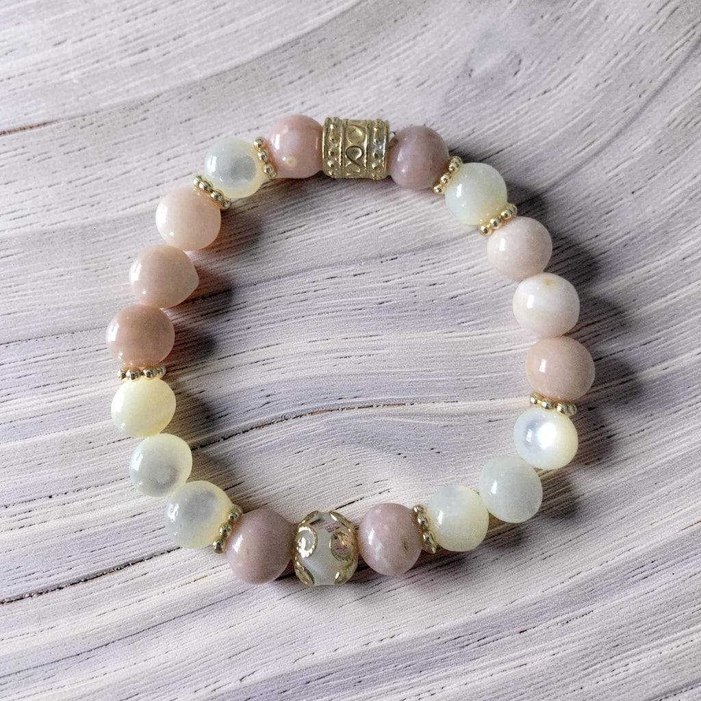 Bracelet Opaline- Nacre et Opale rose