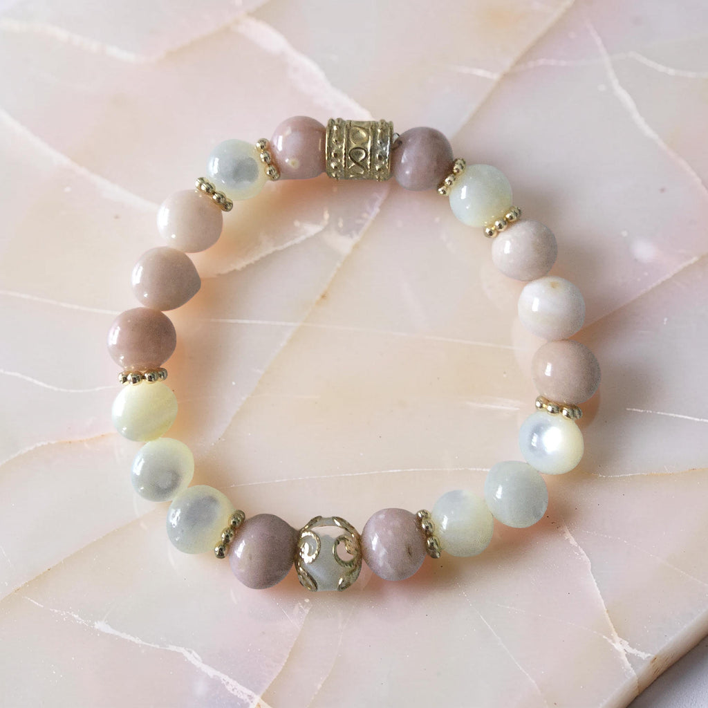 Bracelet Opaline- Nacre et Opale rose