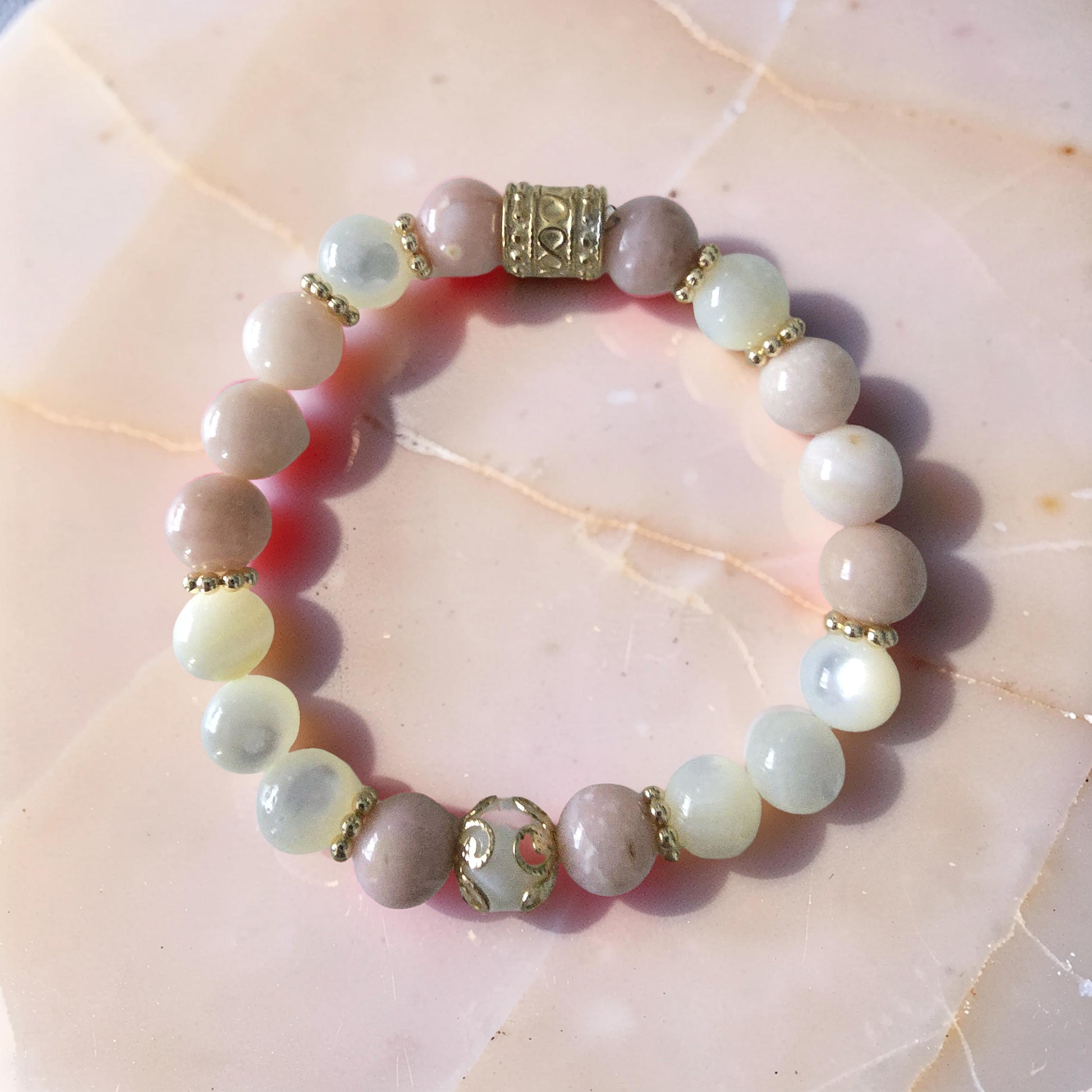 Bracelet Opaline- Nacre et Opale rose