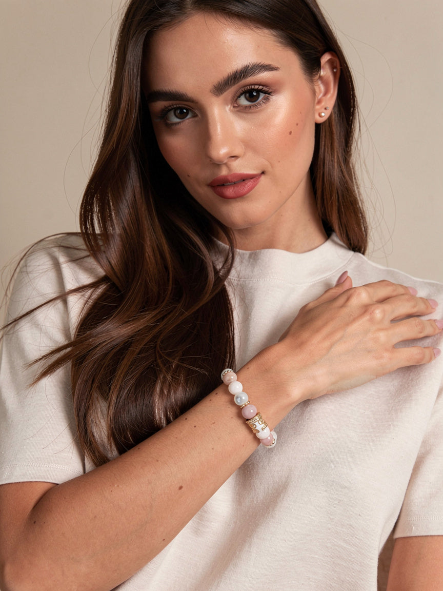 Bracelet Opaline- Nacre et Opale rose