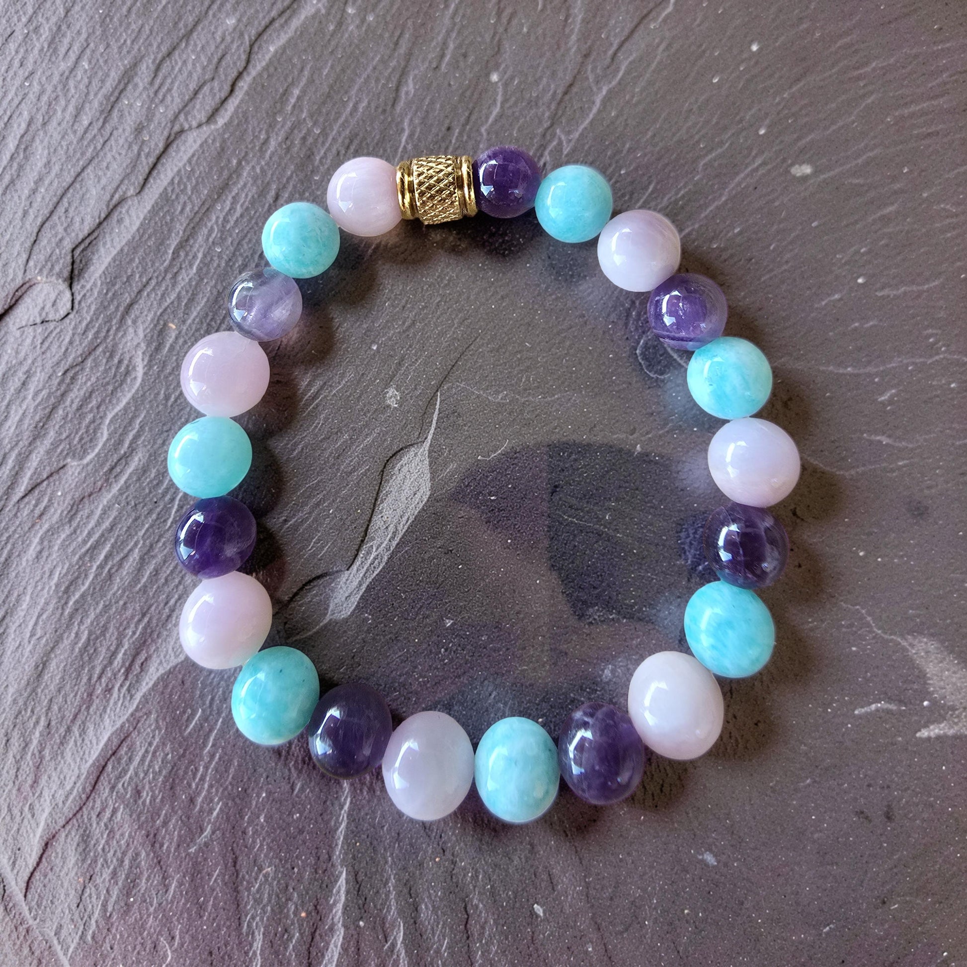 Bracelet Lumière de l'Âme – Amazonite, Kunzite & Améthyste