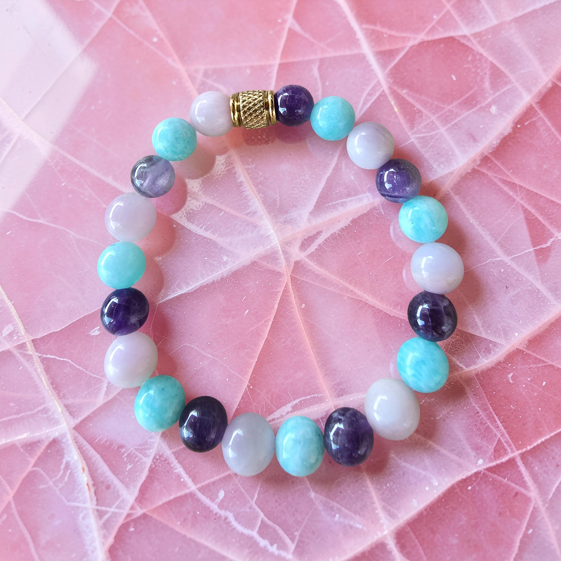 Bracelet Lumière de l'Âme – Amazonite, Kunzite & Améthyste