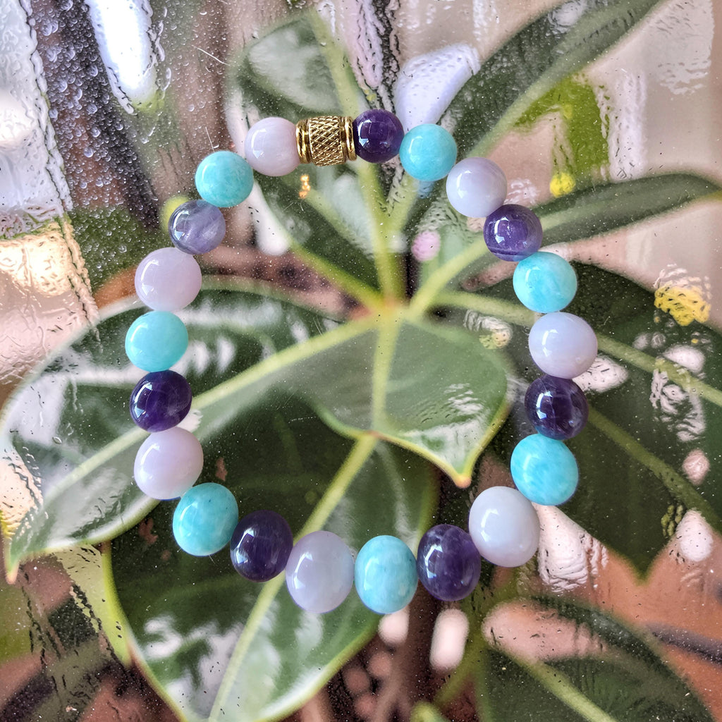 Bracelet Lumière de l'Âme – Amazonite, Kunzite & Améthyste