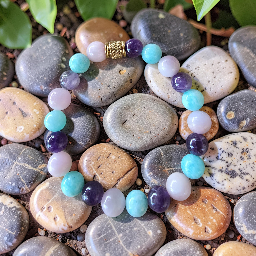 Bracelet Lumière de l'Âme – Amazonite, Kunzite & Améthyste