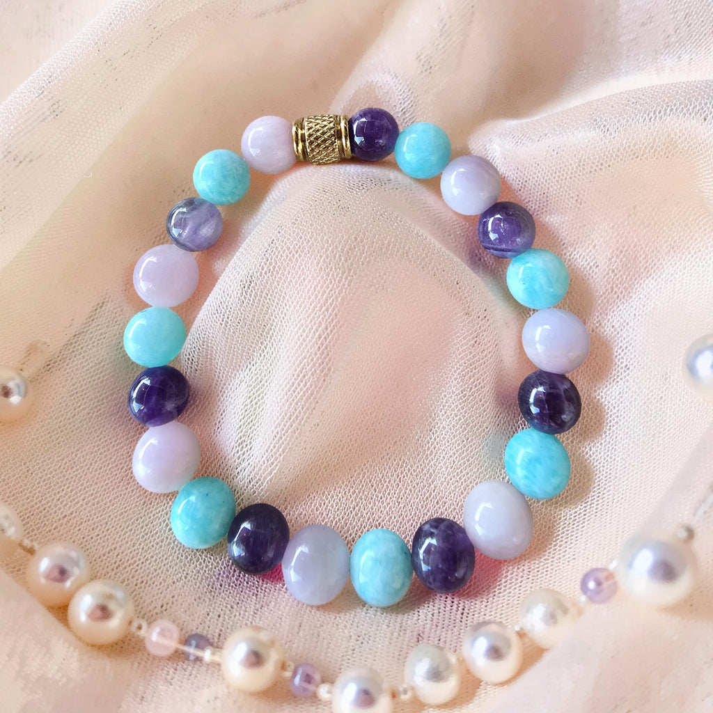 Bracelet Lumière de l'Âme – Amazonite, Kunzite & Améthyste