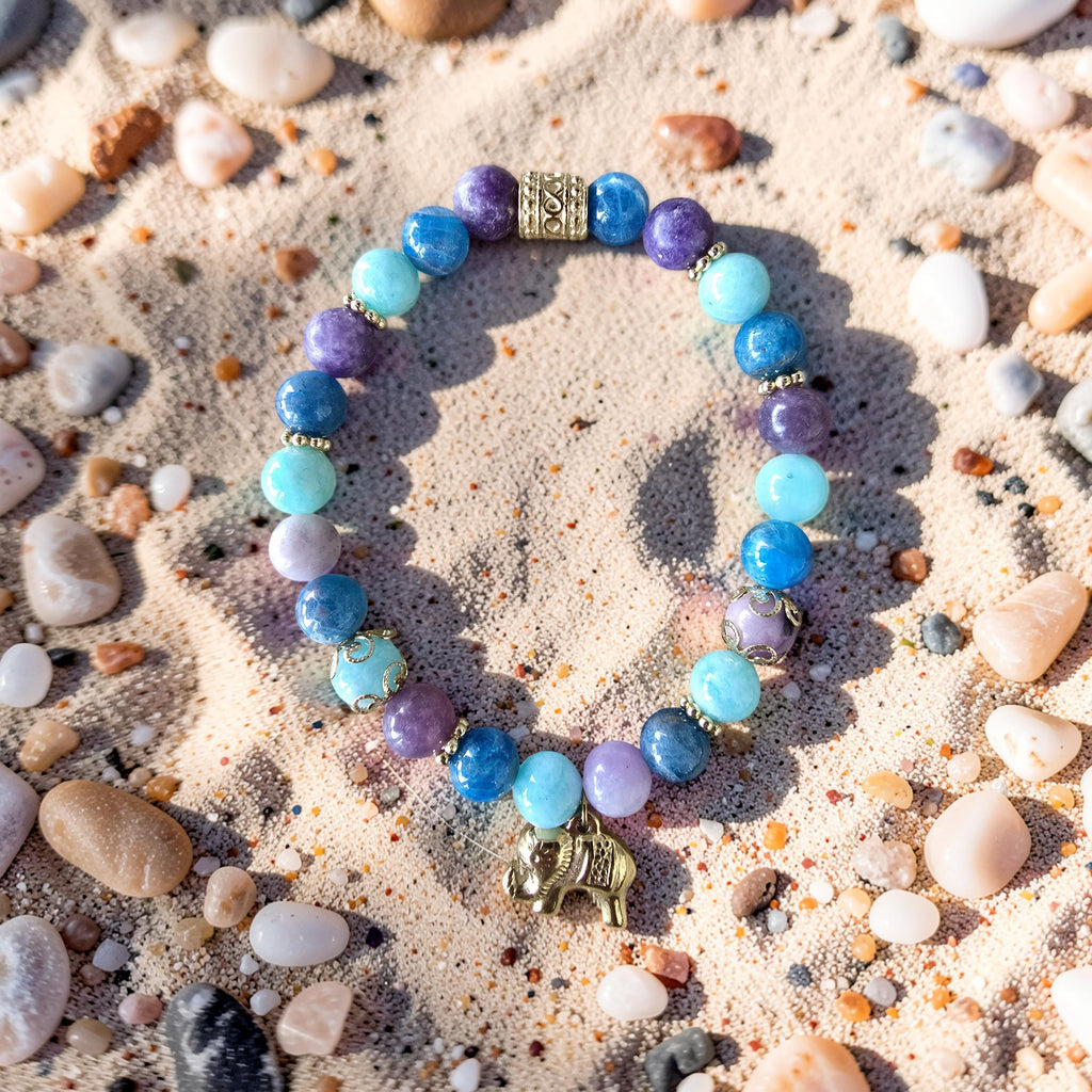 Bracelet Azura — Sérénité Profonde | Lépidolite, Amazonite & Apatite