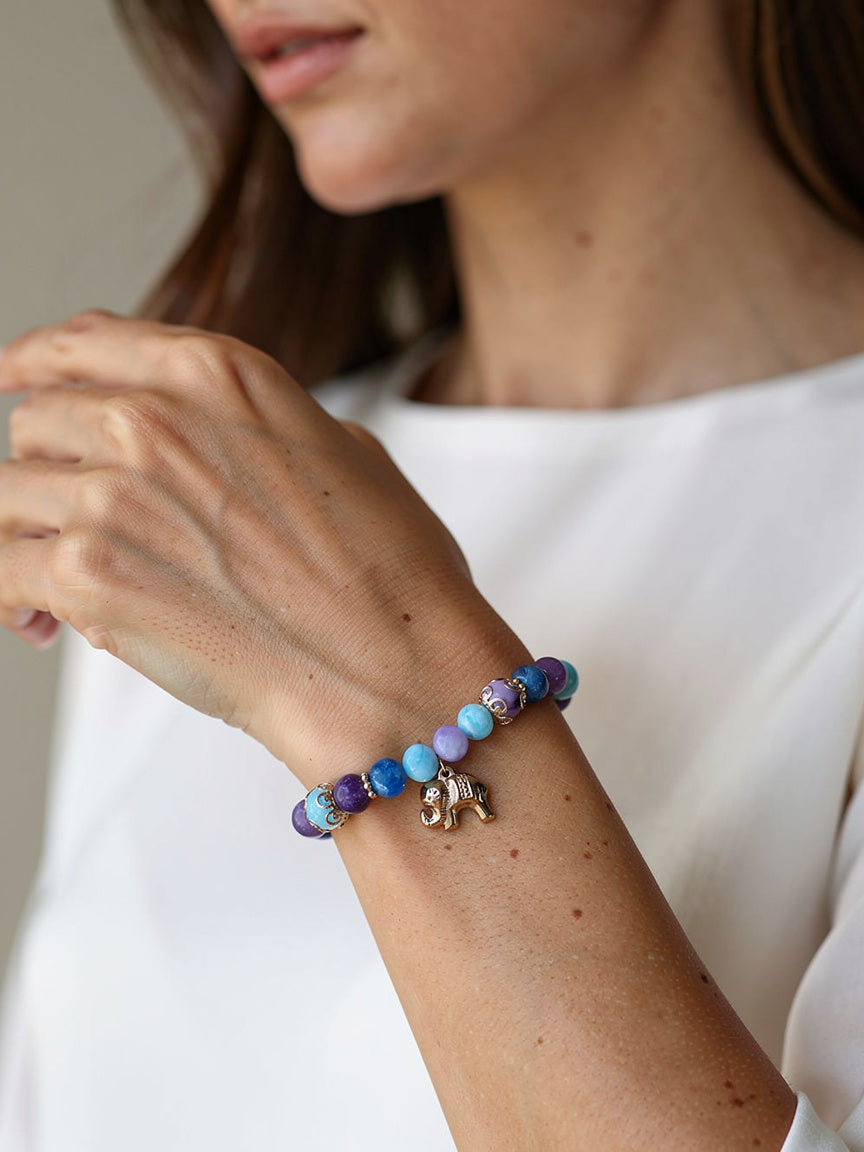 Bracelet Azura — Sérénité Profonde | Lépidolite, Amazonite & Apatite