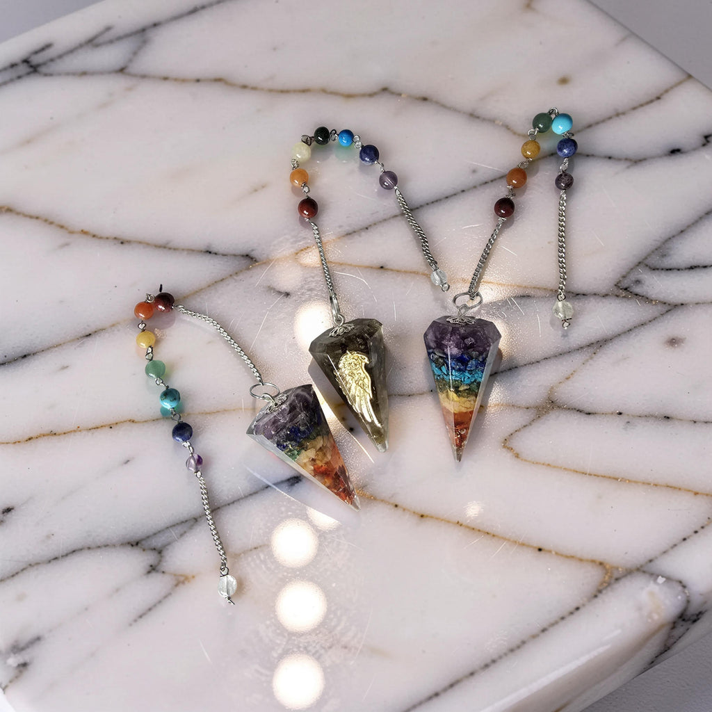 Pendule 7 Chakras – Orgonite & Pierres Naturelles