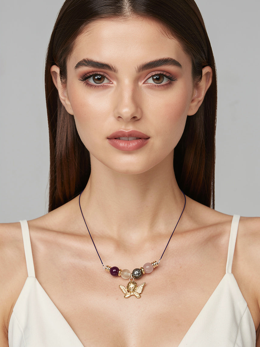 Collier 4 Pierres Naturelles au Choix – Pendentif Personnalisable