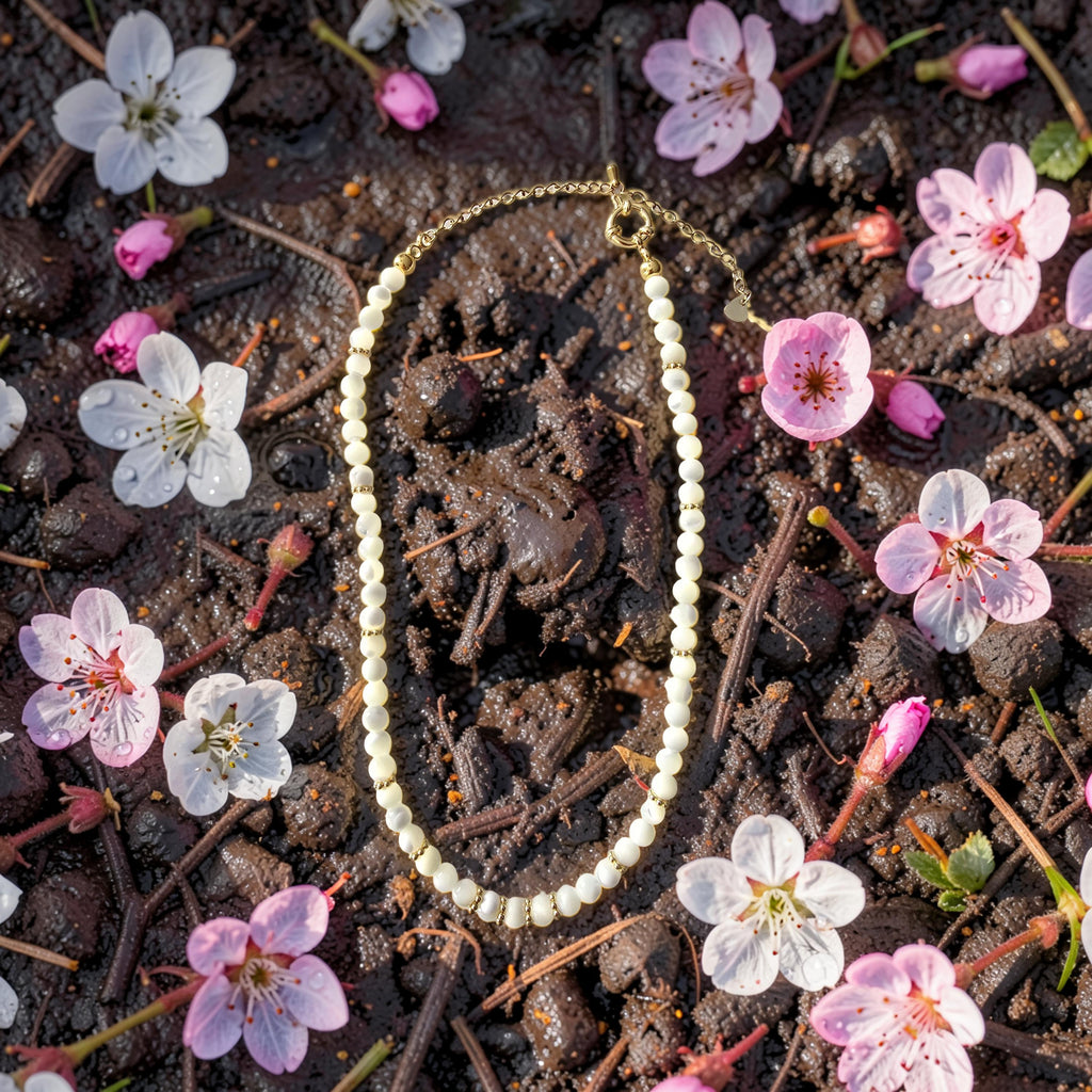 Collier SÉLÉNA Nacre Blanche & Acier Inoxydable Doré | Or et Âme Bijoux