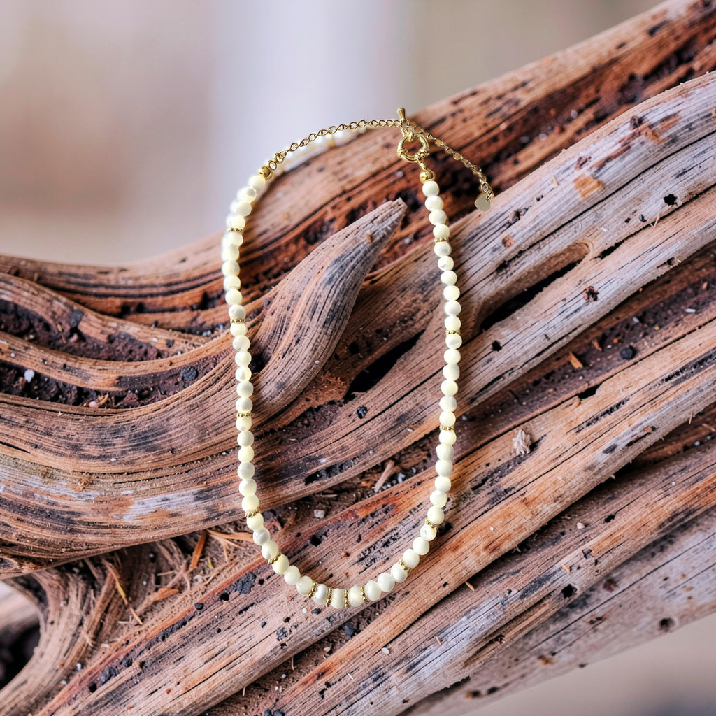 Collier SÉLÉNA Nacre Blanche & Acier Inoxydable Doré | Or et Âme Bijoux