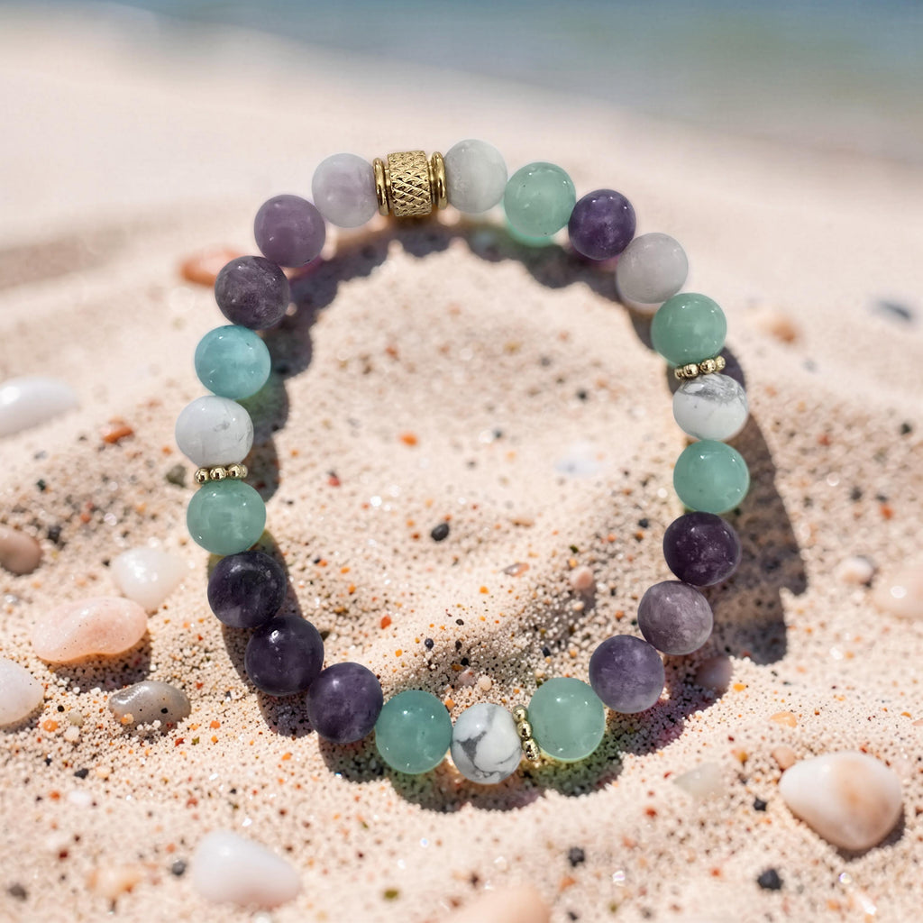 Bracelet Amazonite, Howlite & Lépidolite – Douceur Infinie