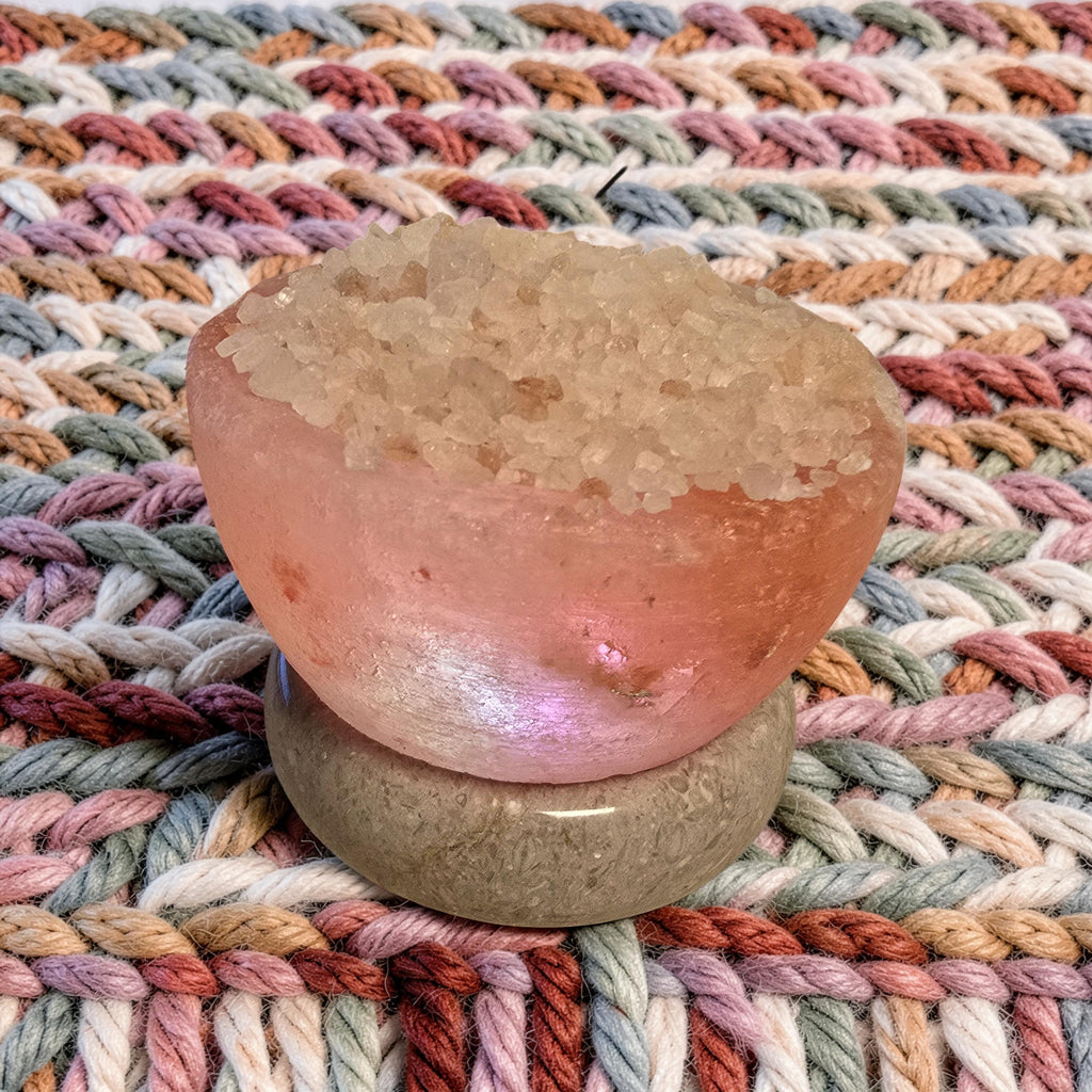 Lampe de Sel de l'Himalaya – Bol & Cristaux Multicolore 8 cm | USB