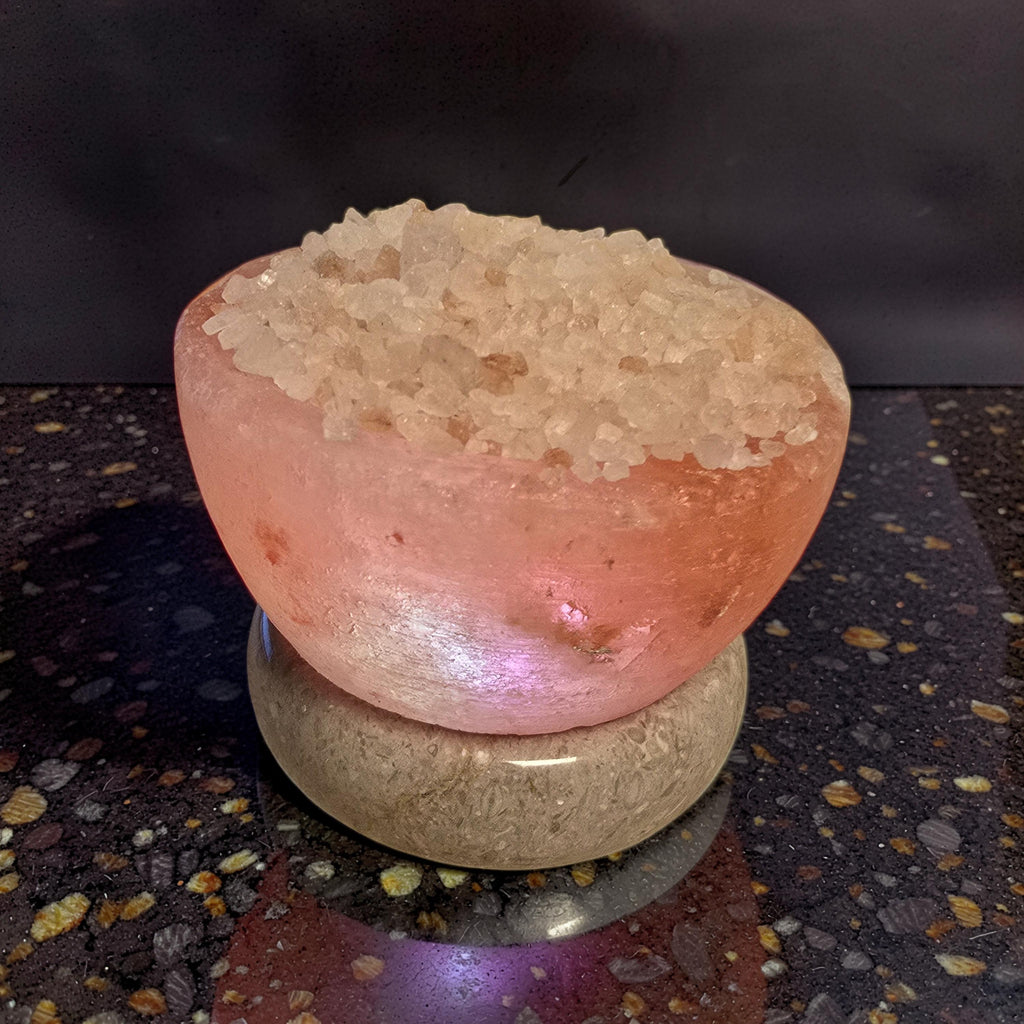 Lampe de Sel de l'Himalaya – Bol & Cristaux Multicolore 8 cm | USB