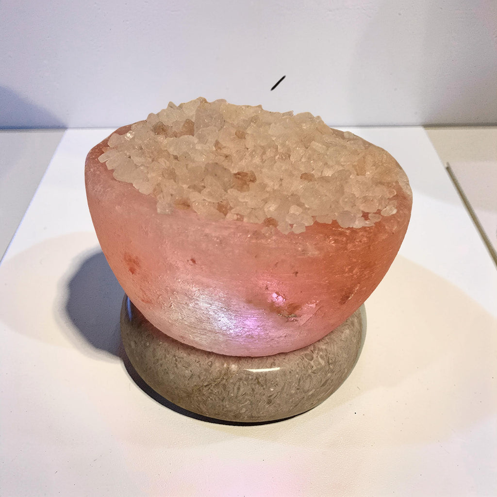 Lampe de Sel de l'Himalaya – Bol & Cristaux Multicolore 8 cm | USB