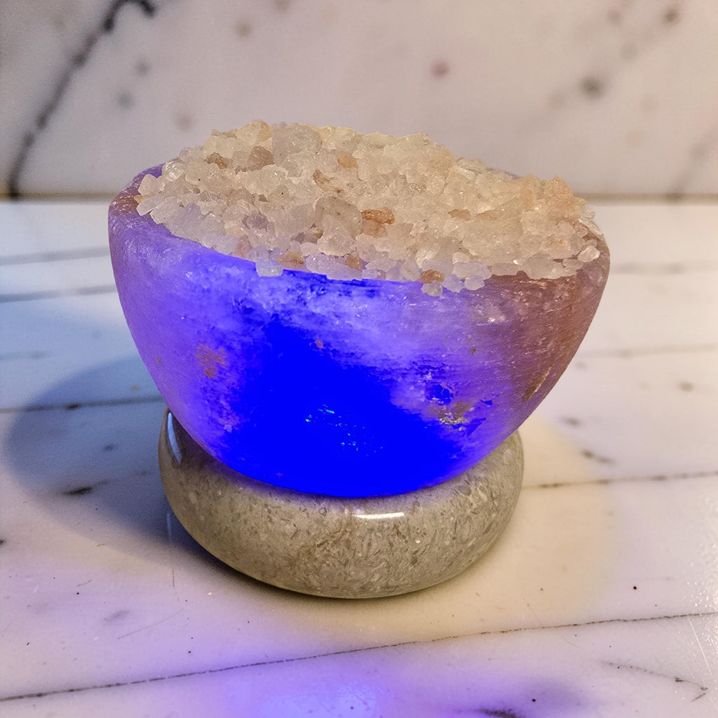 Lampe de Sel de l'Himalaya – Bol & Cristaux Multicolore 8 cm | USB