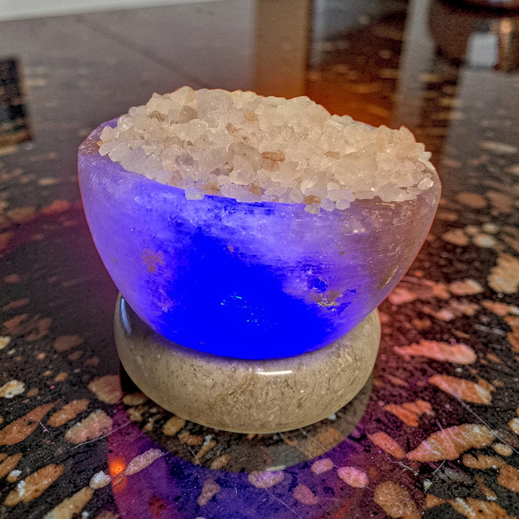 Lampe de Sel de l'Himalaya – Bol & Cristaux Multicolore 8 cm | USB