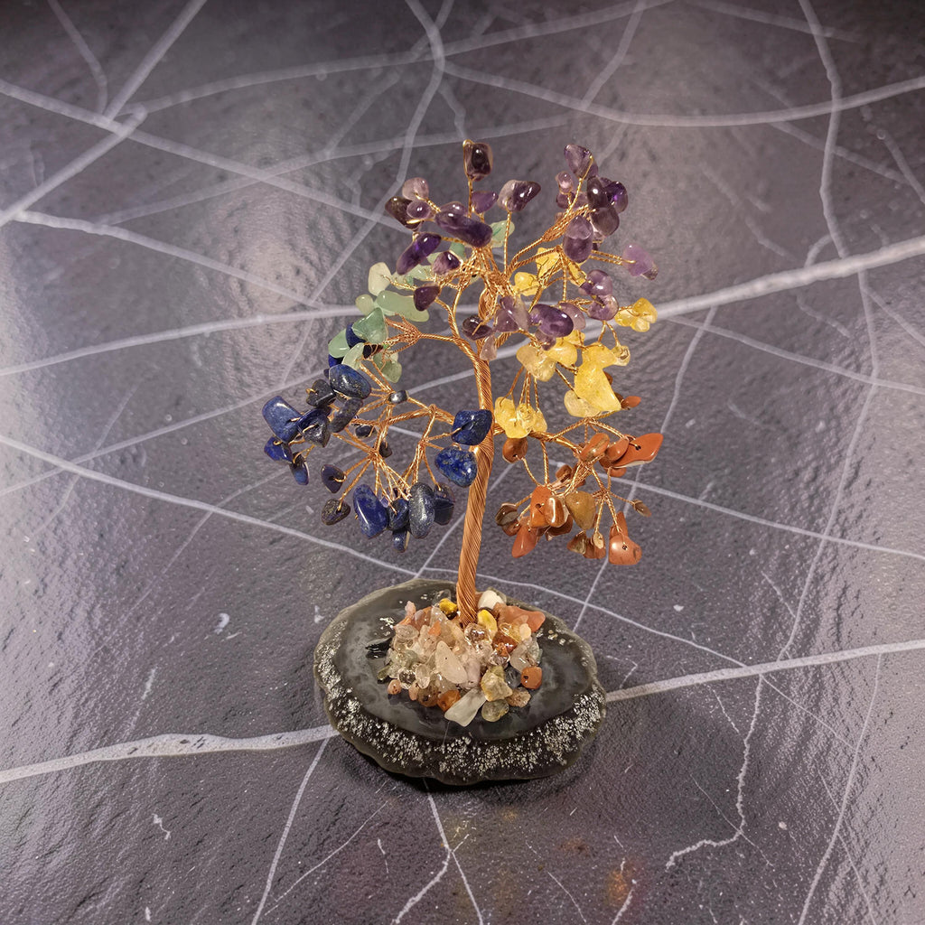 Arbre de Citrine Naturelle ou 7 Chakras – Pétales de Pierre | 12 cm ou 20 cm