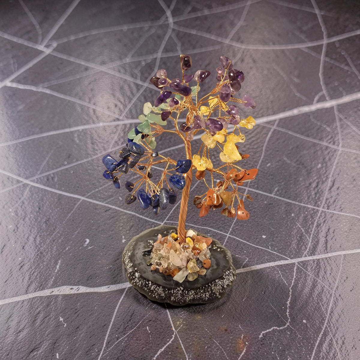 Arbre de Citrine Naturelle ou 7 Chakras – Pétales de Pierre | 12 cm ou 20 cm