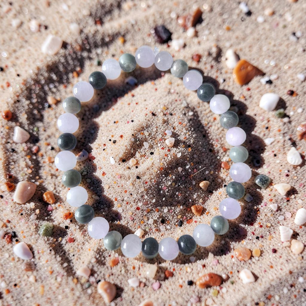 Bracelet Équilibre Sacré – Jaspe Vert & Kunzite