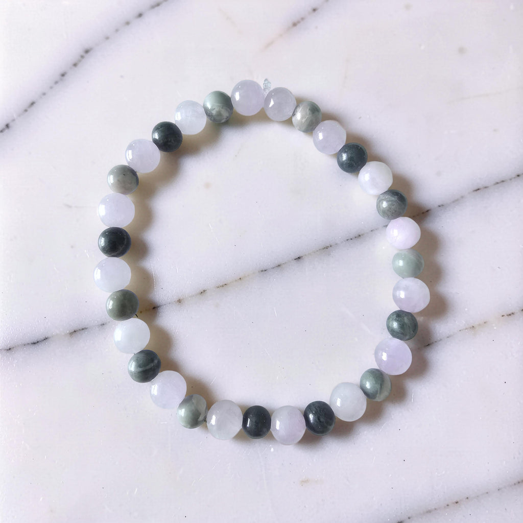 Bracelet Équilibre Sacré – Jaspe Vert & Kunzite