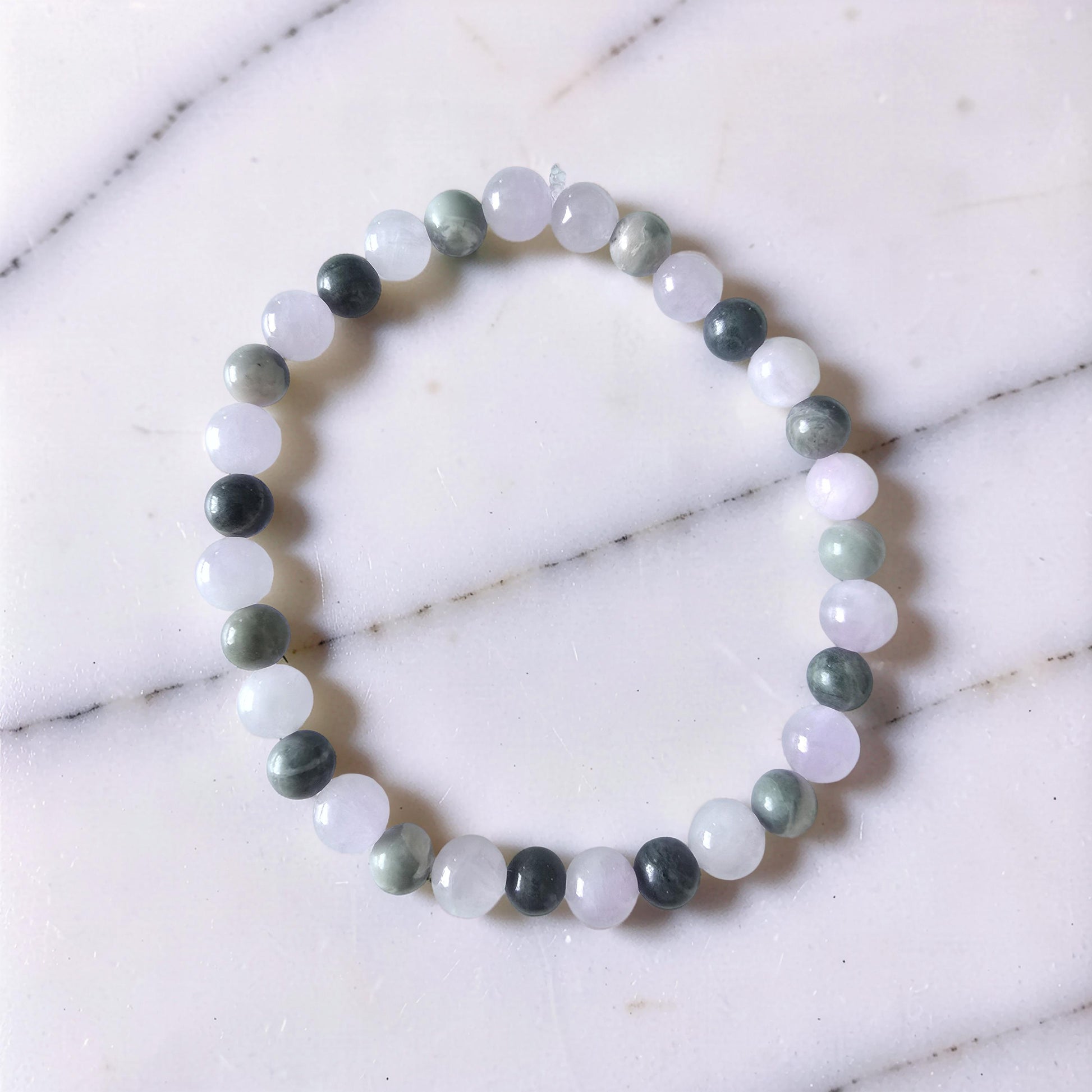 Bracelet Équilibre Sacré – Jaspe Vert & Kunzite