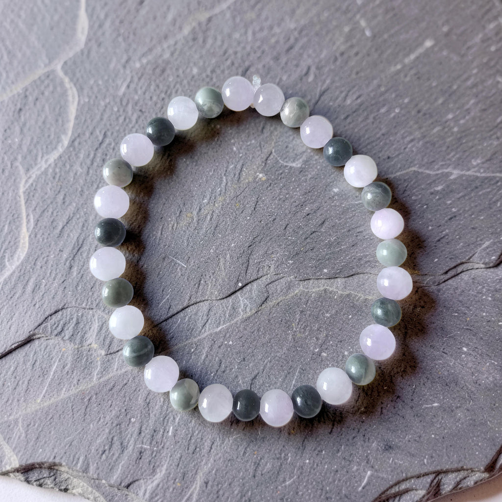 Bracelet Équilibre Sacré – Jaspe Vert & Kunzite