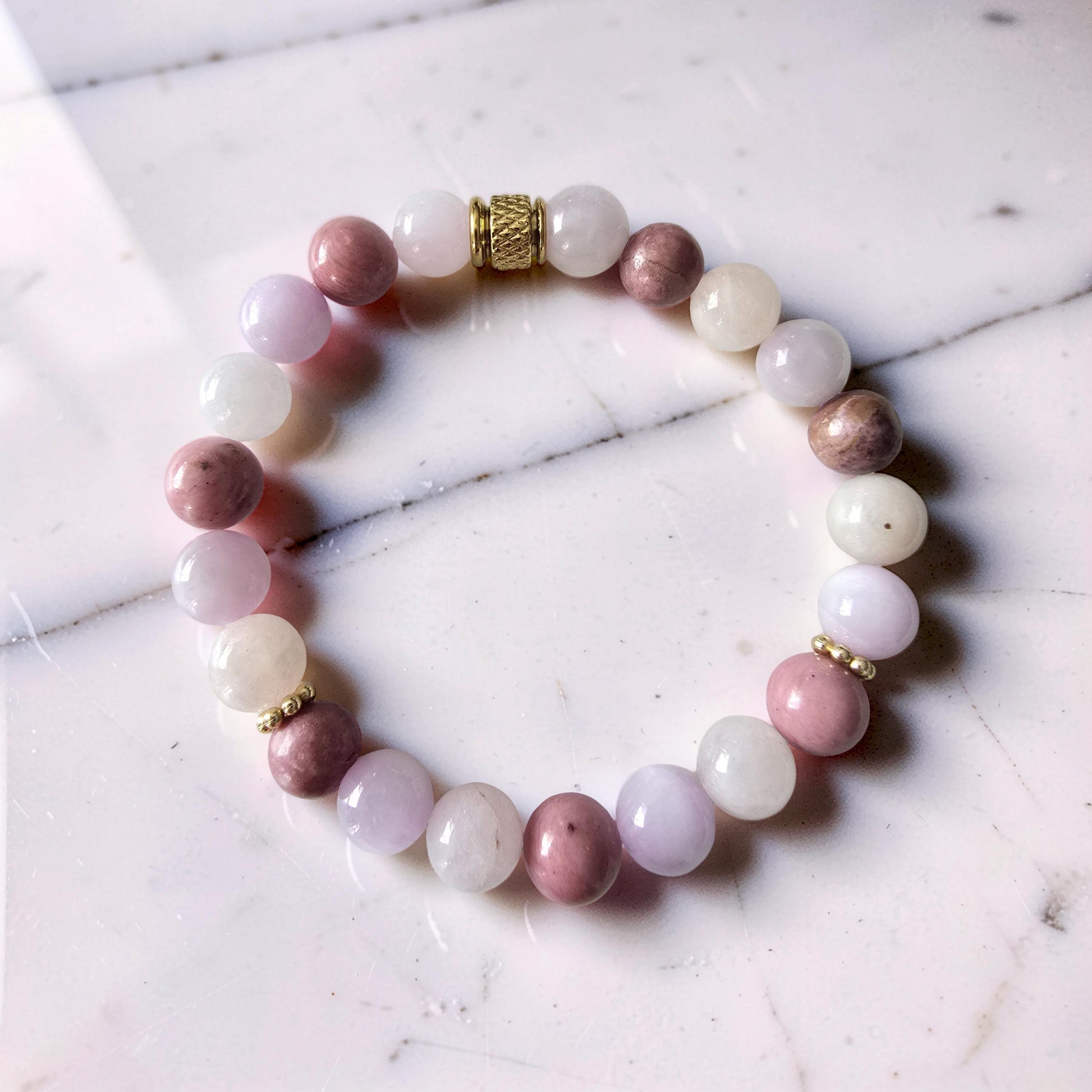 Bracelet Amour de Soi – Morganite, Kunzite & Rhodonite