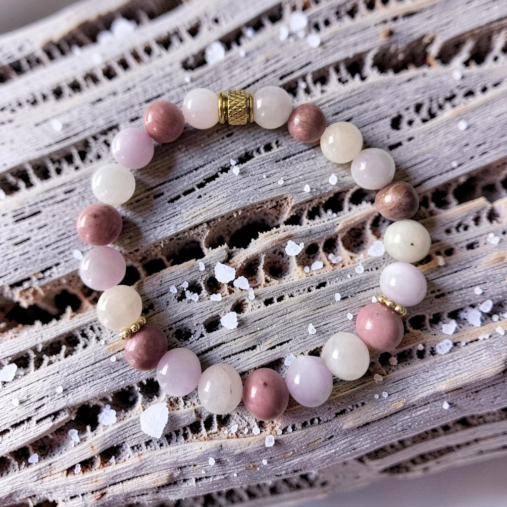 Bracelet Amour de Soi – Morganite, Kunzite & Rhodonite