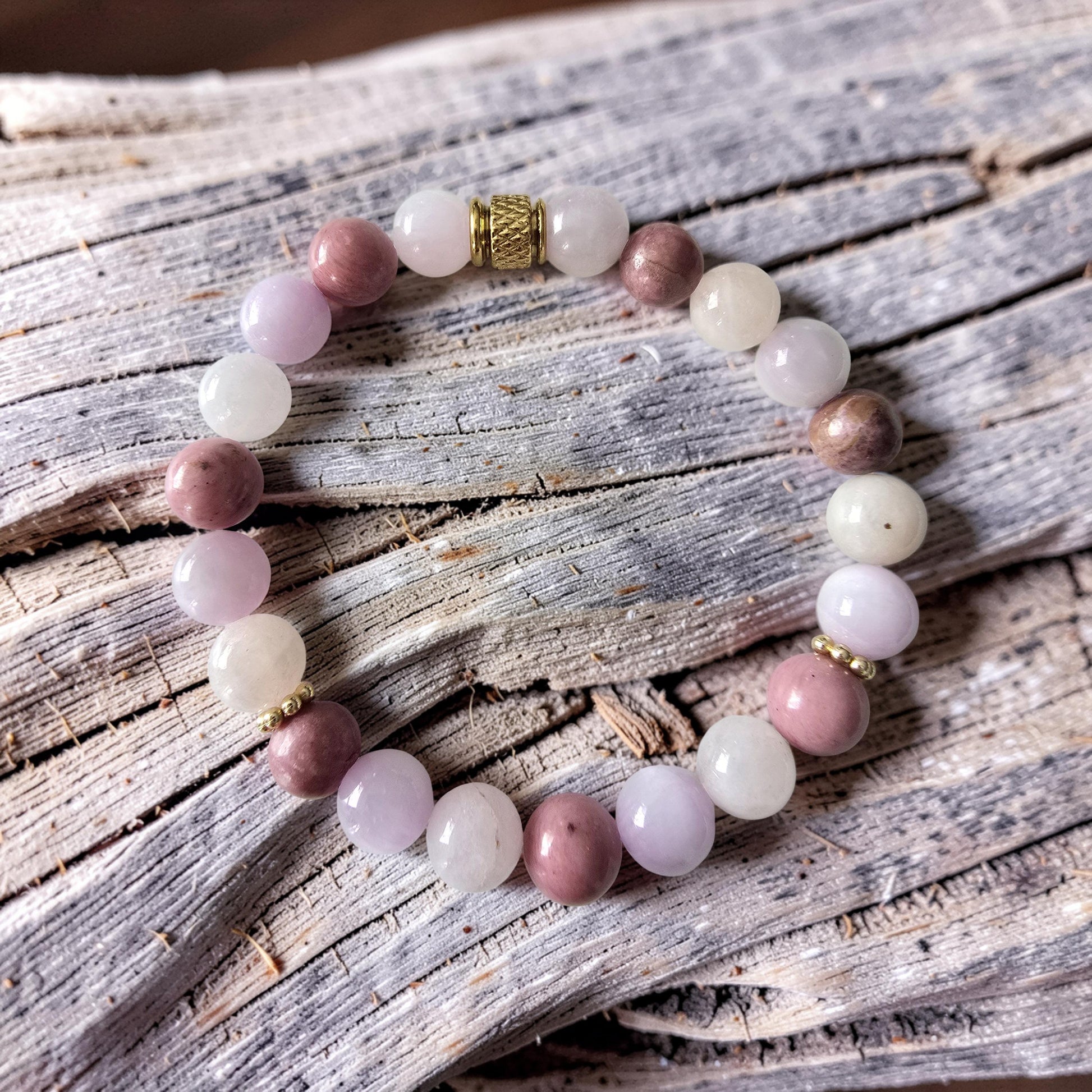 Bracelet Amour de Soi – Morganite, Kunzite & Rhodonite