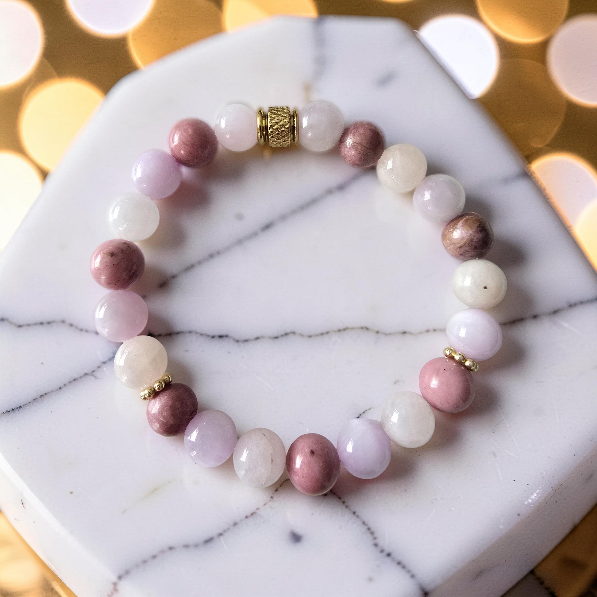 Bracelet Amour de Soi – Morganite, Kunzite & Rhodonite